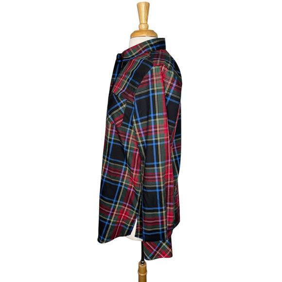 ORVIS Carefree Poplin Cotton Blend Button Up Shirt Size 10 Womens Tartan Plaid - Picture 2 of 9